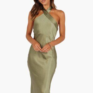 Petal & Pup Grasie Stretch Satin Halter Dress